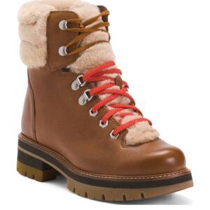 CLARKS Dark Tan Orianna Leather Hiker Boots